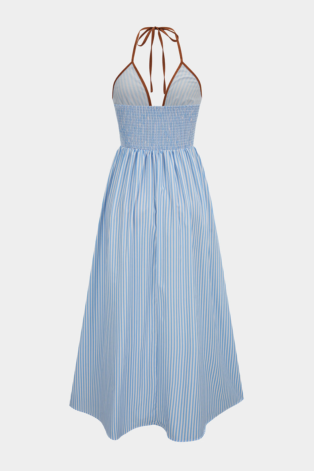 Azelith - Vestito maxi halter a righe primaverili