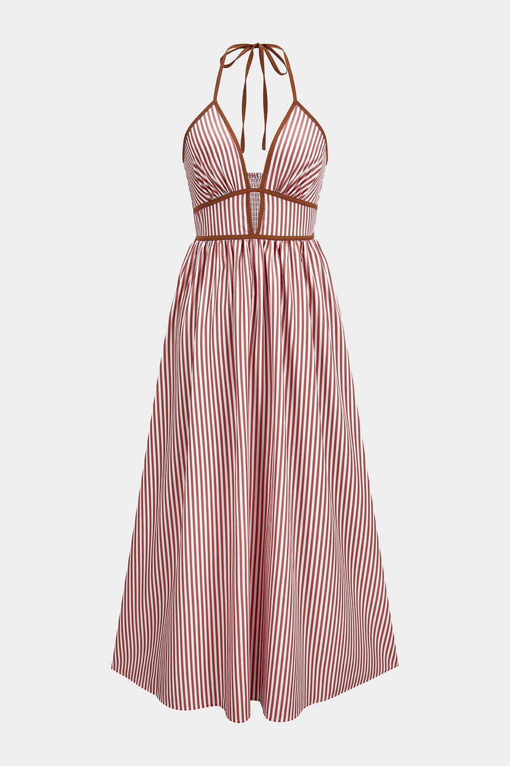 Azelith - Vestito maxi halter a righe primaverili