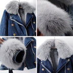 Margaux Luxe™ | Cappotto in denim con pelliccia di volpe
