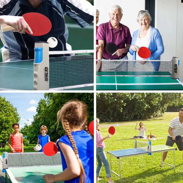 Red de tenis retráctil práctica para jugar en cualquier momento y lugar
