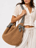 Borsa tote boho intrecciata - Borsa casual da spiaggia e uso quotidiano