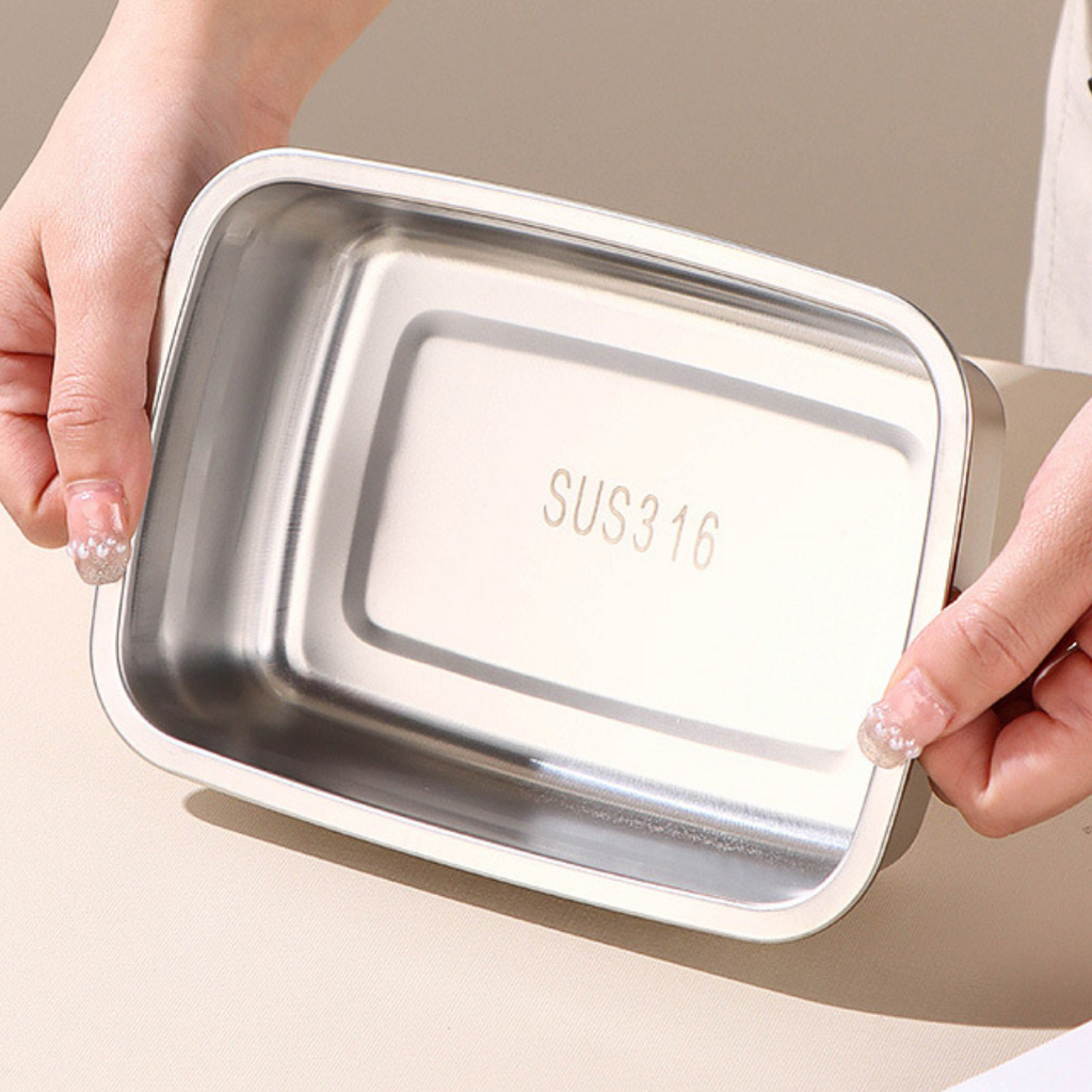 🔥70% DE DESCUENTO | Caja De Comida Al Vacío De Acero Inoxidable Antibacteriana 316 (19 x 13.5 x5.5 cm)