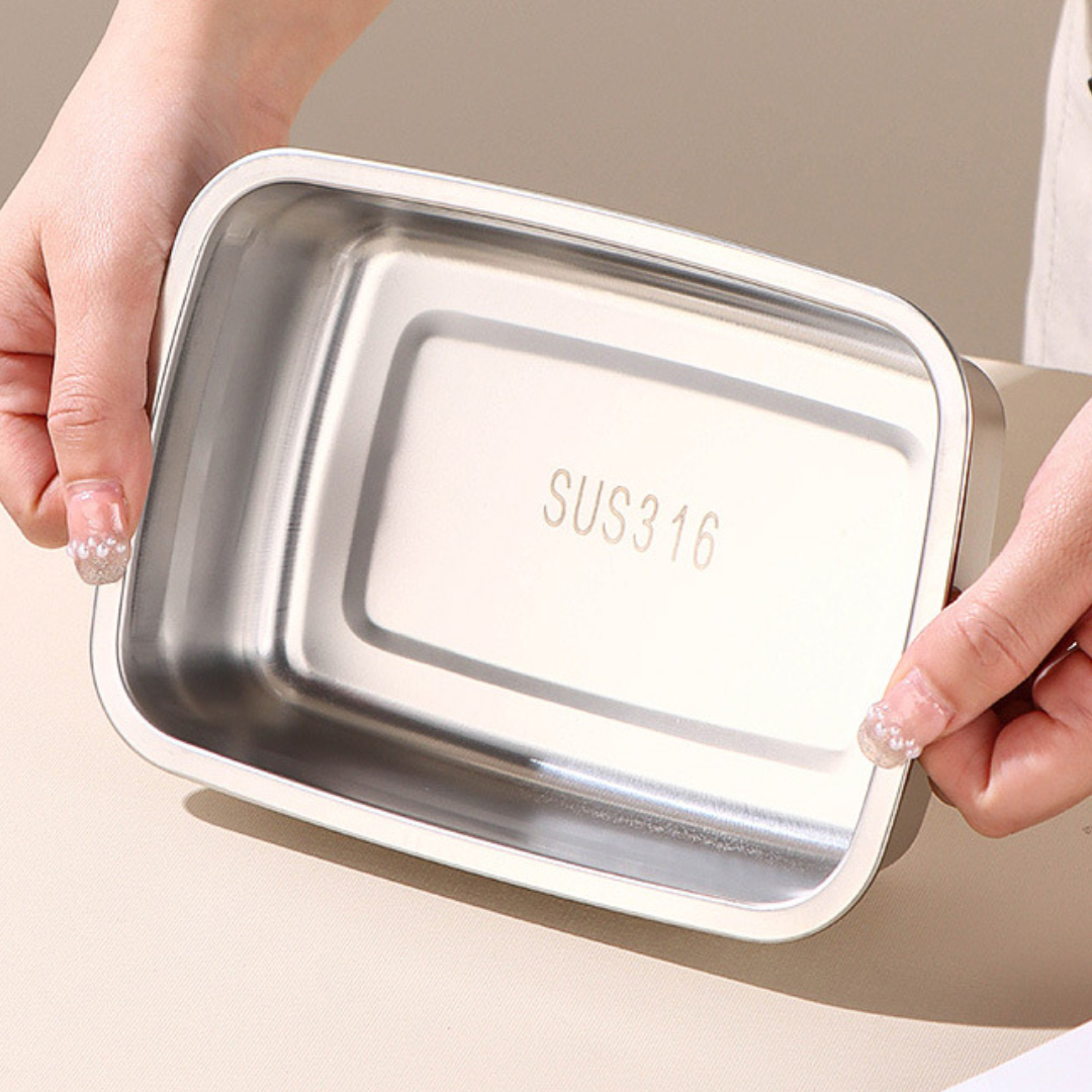 🔥70% DE DESCUENTO | Caja De Comida Al Vacío De Acero Inoxidable Antibacteriana 316 (19 x 13.5 x5.5 cm)