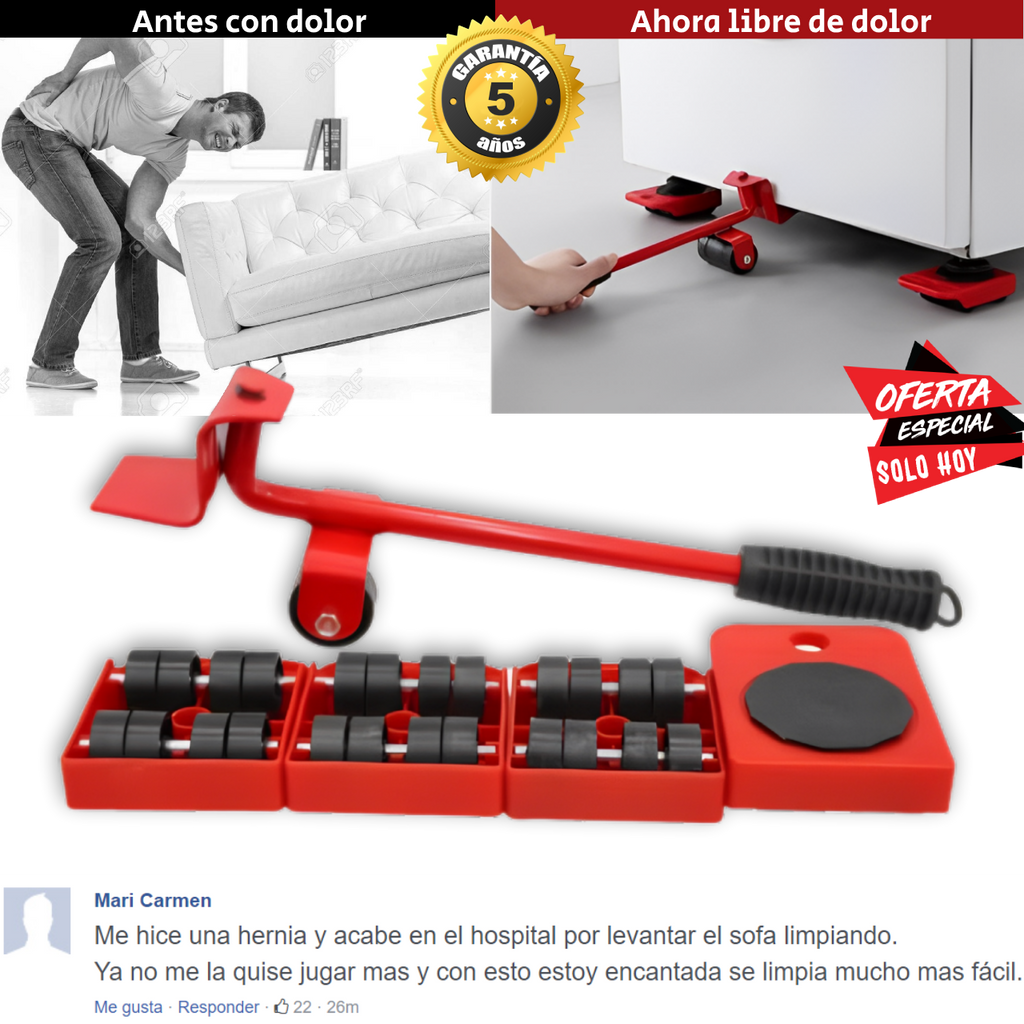 MuebleUP™  - La única forma de reducir al 100% el riesgo de provocarte una hernia. (Mueve hasta +180kg)