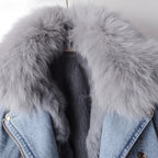 Margaux Luxe™ | Cappotto in denim con pelliccia di volpe