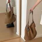 Borsa tote boho intrecciata - Borsa casual da spiaggia e uso quotidiano