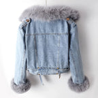 Margaux Luxe™ | Cappotto in denim con pelliccia di volpe
