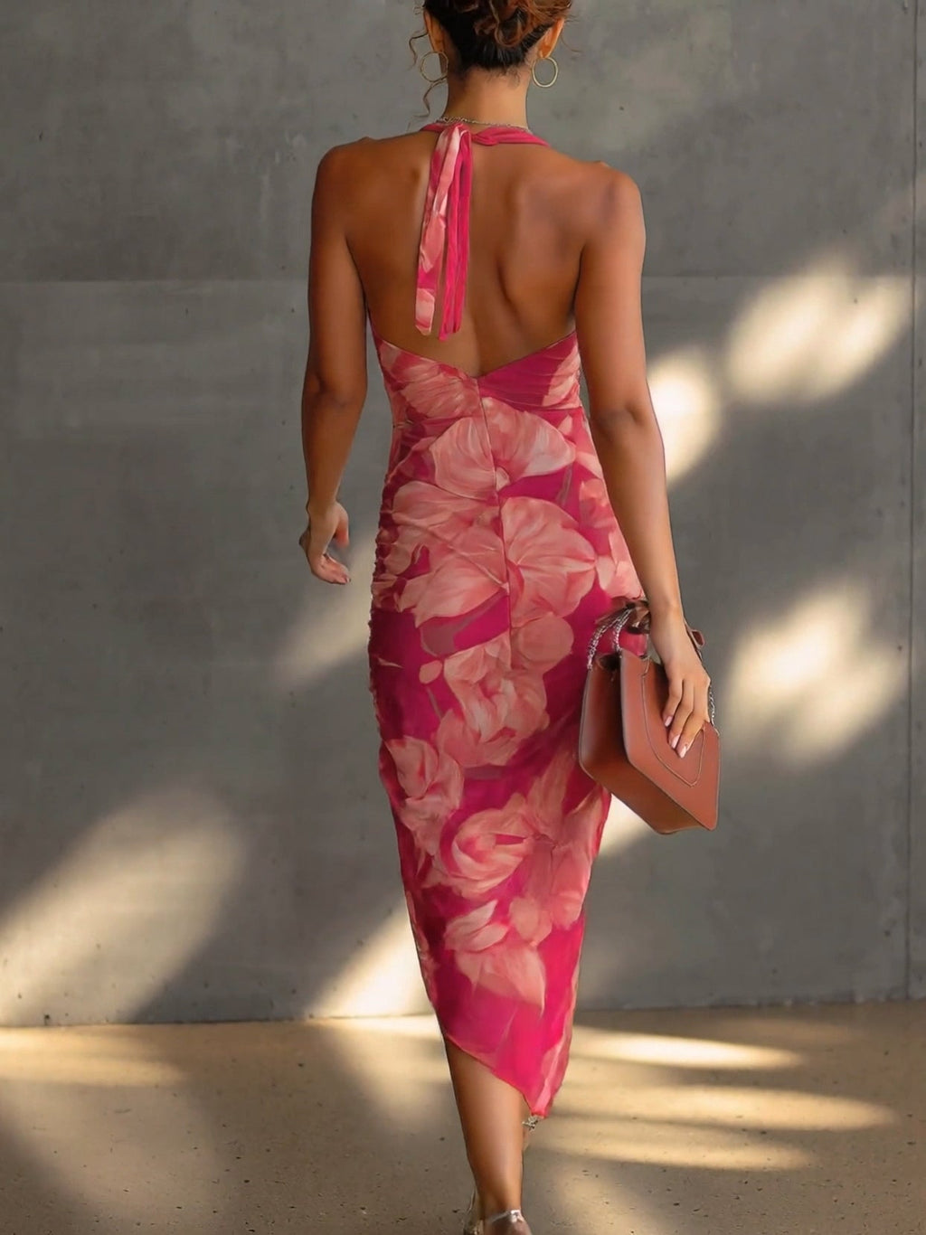 Isabella - Vestito bodycon floreale con spacco laterale