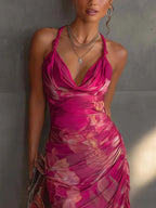 Isabella - Vestito bodycon floreale con spacco laterale