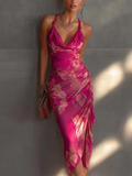 Isabella - Vestito bodycon floreale con spacco laterale