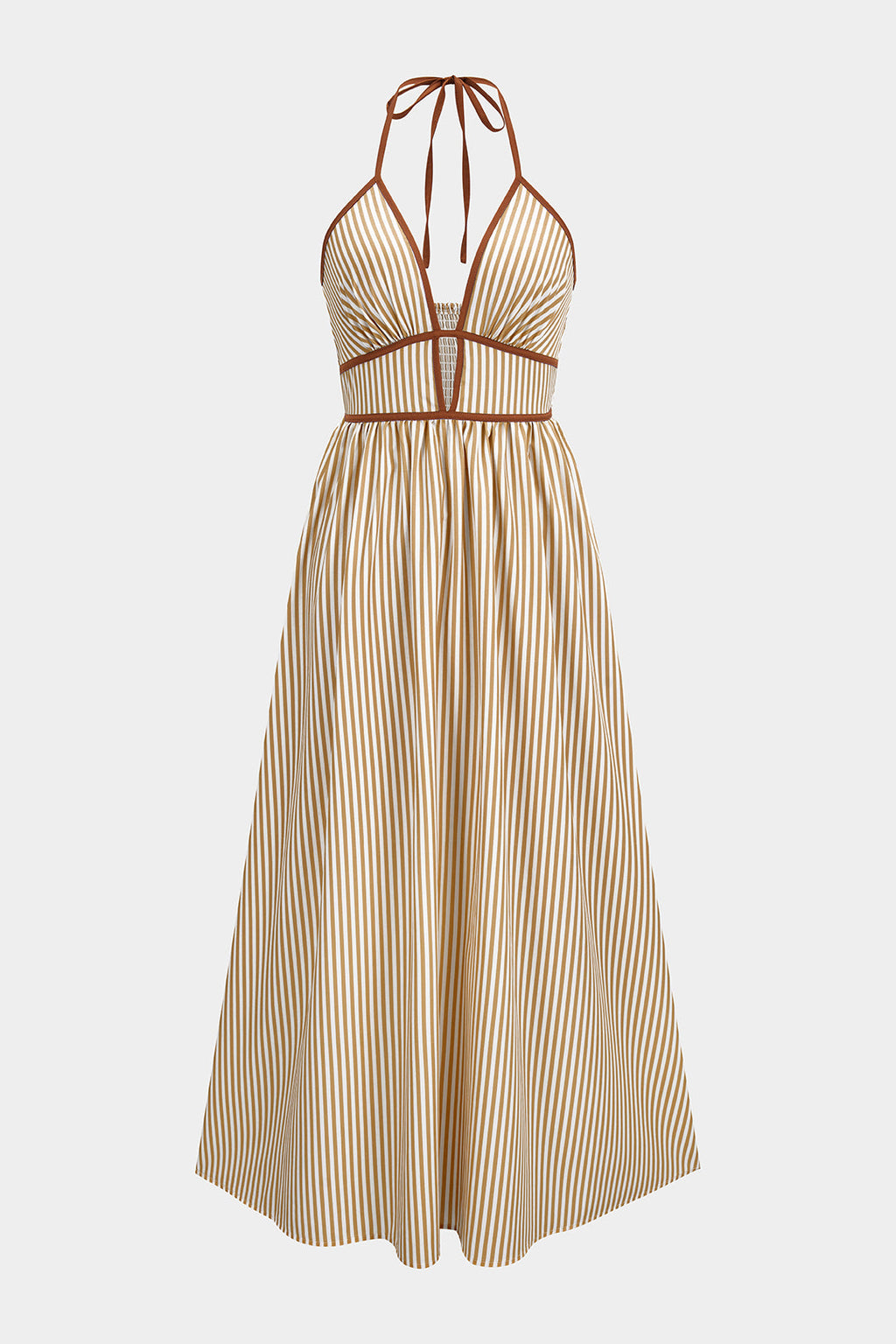 Azelith - Vestito maxi halter a righe primaverili