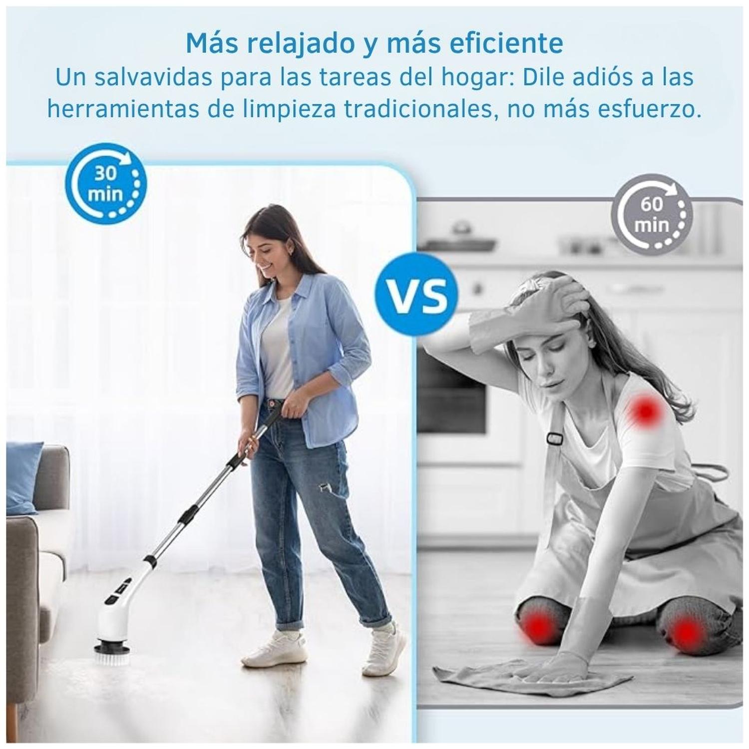 CleanBrush™ – Cepillo eléctrico 9 en 1 con brazo extendido: evita agacharte y encorvarte, cuida tu espalda, llega a zonas difíciles y deja todo más limpio sin esfuerzo y más rapido (+ 9 Cabezales GRATIS + Batería de Larga Duración + Envío Gratis)