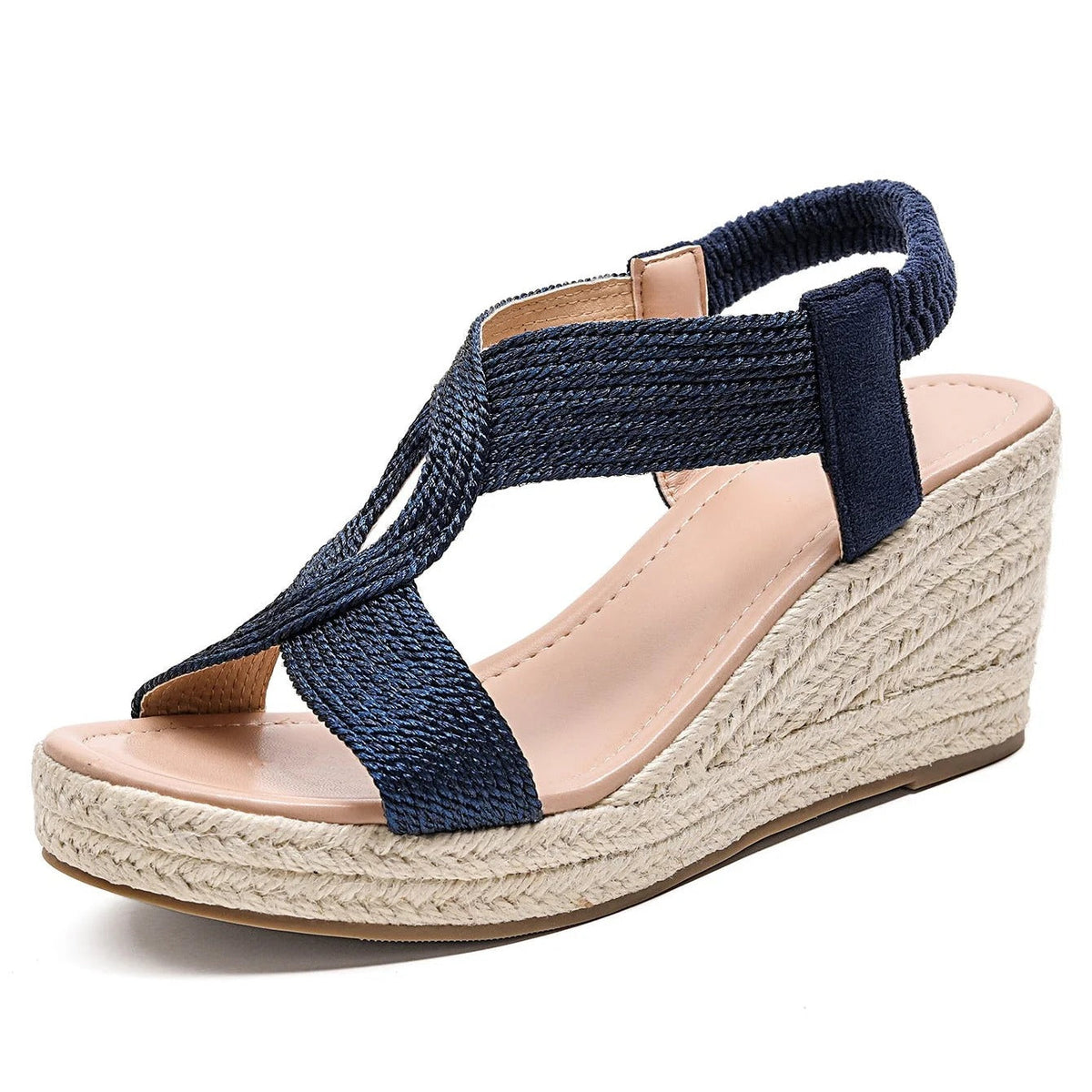Sandali con zeppa intrecciata