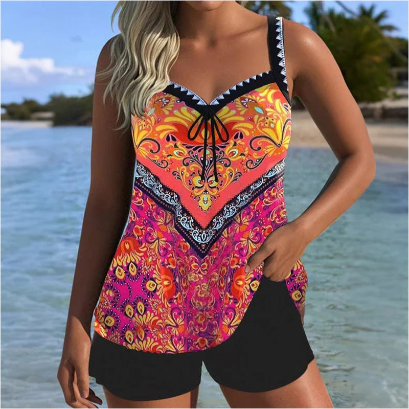 Completo vacanze stampato con top e shorts